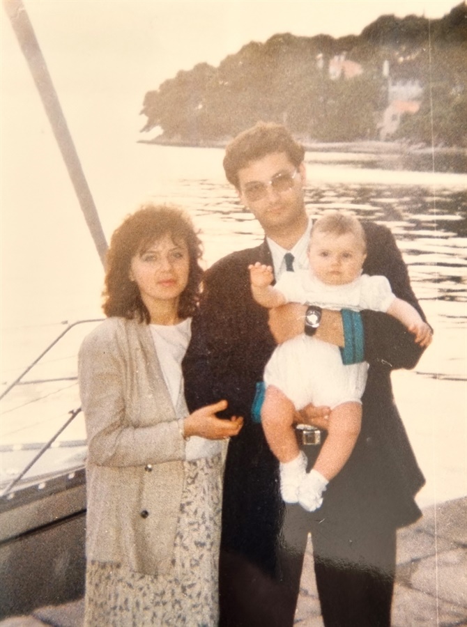 Перо Мальдіні разом з дружиною та дочкою, 1990 рік