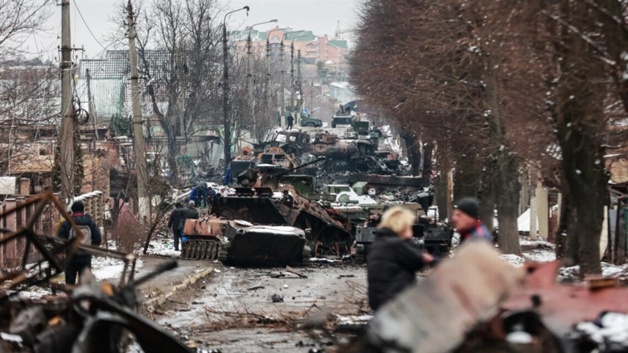 Спалена російська техніка в Бучі