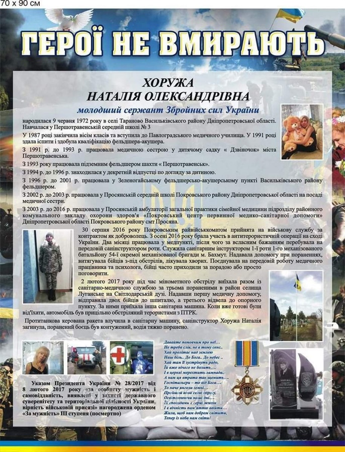 Пам’ятний фотостенд Наталії Хоружій у вестибюлі Просянської амбулаторії загальної практики – сімейної медицини